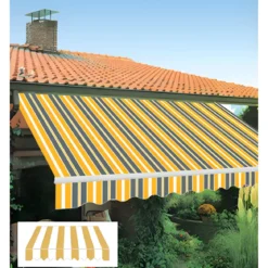 Tenda da Sole Avvolgibile 395x250 cm Bracci Retrattili Bianco Giallo