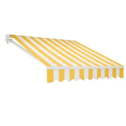 Tenda da Sole Avvolgibile 395x250 cm Bracci Retrattili Bianco Giallo