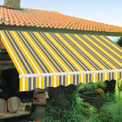 Tenda da Sole Avvolgibile 295x200 cm Bracci Retrattili Giallo Grigio