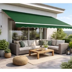 Tenda da Sole Balcone Verde 400x300 Avvolgibile Barra Quadra