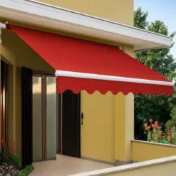 Tenda da Sole Barra Quadra 400x300 cm Rosso Ferrara Braccio a Catena