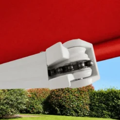 Tenda da Sole Barra Quadra 400x300 cm Rosso Ferrara Braccio a Catena