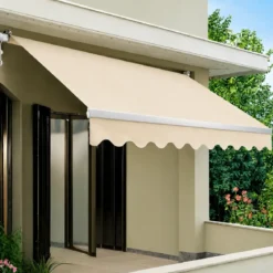 Tenda da Sole Barra Quadra 400x300 cm Beige Braccio a Catena