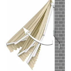 Tenda da Sole Barra Quadra 400x300 cm Beige Braccio a Catena