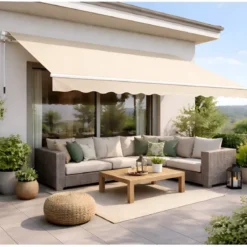 Tenda da Sole Beige 200x150 con Bracci Retrattili Inclinazione Regolabile