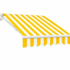 Tenda da Sole con Bracci Retrattili 395x250 cm con Motore Righe Giallo