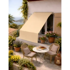 Tenda da Sole Cotone 140x350 Beige Lavabile Anelli Ganci Sacchetto