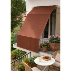 Tenda da Sole Cotone 140x350 Marrone Lavabile Anelli Ganci Sacchetto
