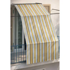 Tenda da Sole Cotone 140x250 Multiriga Giallo Lavabile Anelli Ganci