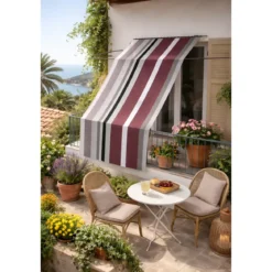 Tenda da Sole Cotone 140x300 Multiriga Marrone Lavabile Anelli Ganci