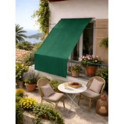 Tenda da Sole Cotone 140x300 Verde Lavabile Anelli Ganci Sacchetto