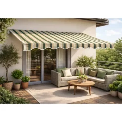 Tenda da Sole da Esterno 300x200 a Barra Quadra 3x2 Righe Verde