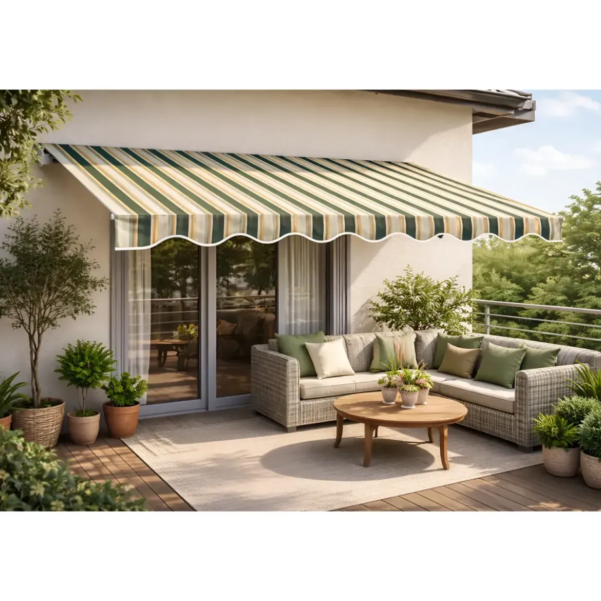 Tenda da Sole da Esterno 300x200 a Barra Quadra 3x2 Righe Verde