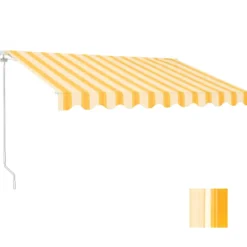 Tenda da Sole Eco 300x200 Riga Giallo Bianco Barra Quadra Avvolgibile