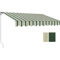 Tenda da Sole Eco 300x200 Riga Verde Bianco Barra Quadra Avvolgibile