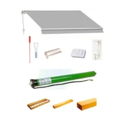 Tenda da Sole Grigia 300x200 cm a Bracci Retrattili con Motore Elettrica