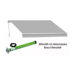 Tenda da Sole Grigia 300x200 cm a Bracci Retrattili con Motore Elettrica
