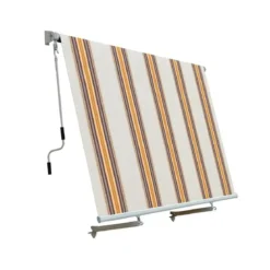 Tenda da Sole Riga Beige Caduta con Bracci 245x245 Terrazzo Avvolgibile Esterno