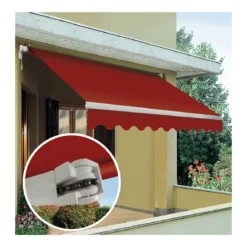Tenda da Sole Rossa 300x200 Avvolgibile Bracci Inclinazione Regolabile