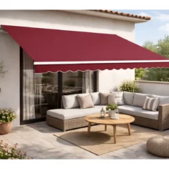 Tenda da Sole Rossa 200x150 Bracci Inclinazione Regolabile Barra Quadra