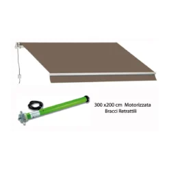 Tenda da Sole 300x200 a Bracci Motorizzata Marrone Motore Elettrica da Esterno