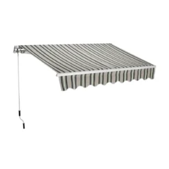 Tenda da Sole 300x200 a Bracci Retrattili Righe Verde Rullo per Esterno Terrazzo