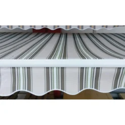 Tenda da Sole 300x200 a Bracci Retrattili Righe Verde Rullo per Esterno Terrazzo
