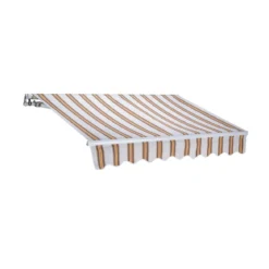 Tenda da Sole 250x200 a Bracci Retrattili Riga Beige da Balcone Rullo Esterno