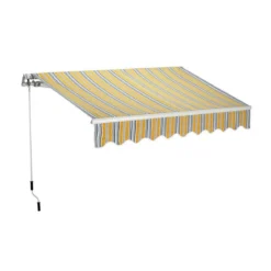 Tenda da Sole 300x200 a Bracci Retrattili Riga Gialla Rullo per Esterno Terrazzo