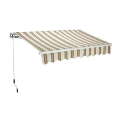 Tenda da Sole 300x200 a Bracci Retrattili Riga Beige Rullo per Esterno Terrazzo