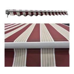 Tenda da Sole 300x200 a Bracci Retrattili Righe Rossa Rullo per Esterno Terrazzo