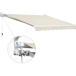 Tenda da Sole 400x250 Beige a Barra Quadra Avvolgibile da Esterno