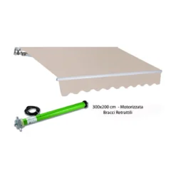Tenda da Sole 300x200 cm a Bracci Motorizzata Elettrica Impermeabile Motore