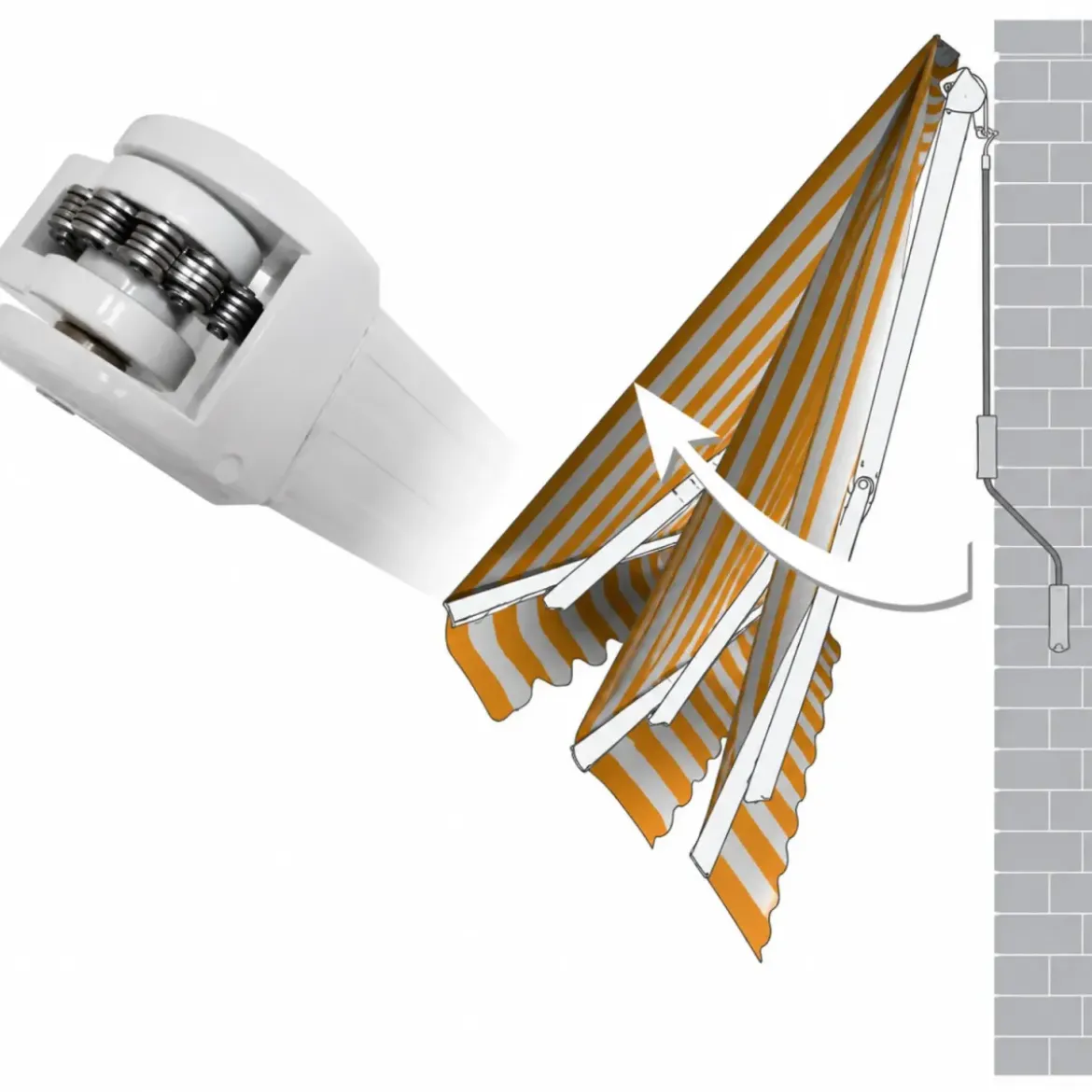 Tenda da Sole 4x3 m Rigata Bordeaux a Barra Quadra con Bracci a Catena