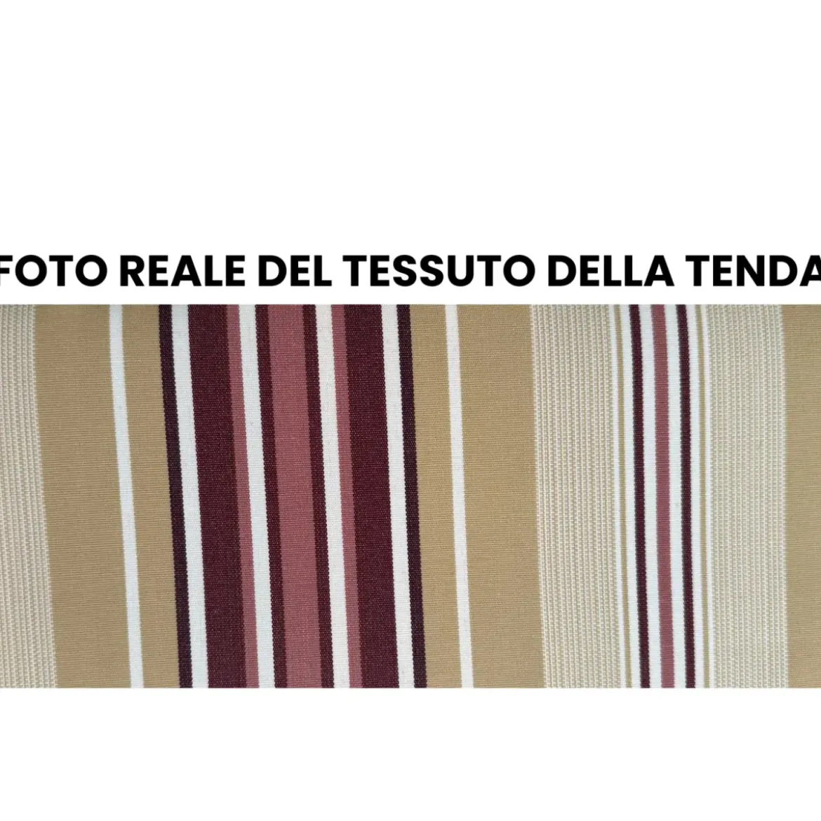 Tenda da Sole 4x3 m Rigata Bordeaux a Barra Quadra con Bracci a Catena