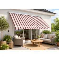 Tenda da Sole 250x250 Riga Rossa Cassonata a Caduta Bracci Balcone