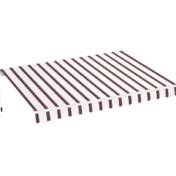Tenda da Sole 400x250 Rigata Bordeaux Crema Barra Quadra Avvolgibile