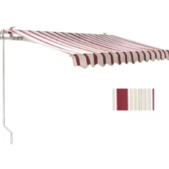 Tenda da Sole 200x150 Rigata Bordeaux Crema Barra Quadra Balcone