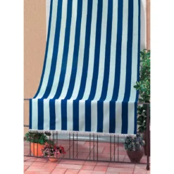 Tenda Parasole 140x250 a Soffitto per Terrazzo e Balcone Riga Bianco Blu