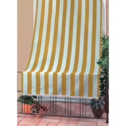 Tenda Riga Bianco Giallo Parasole 140x250 a Soffitto per Terrazzo Balcone