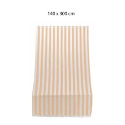 Tenda Righe Parasole 140x300 Beige a Soffitto con Anelli per Terrazzo