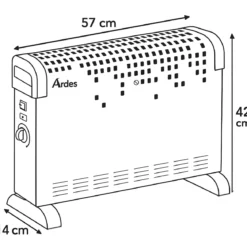 Termoconvettore Elettrico 1800W Ardes Ventilato Regolabile Bianco