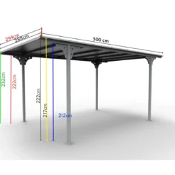 Tettoia in Alluminio 3x5 metri Carport Policarbonato Gazebo Posto Auto