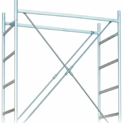 Trabattello Ponteggio Acciaio Piano con Botola Parapetto Ruote 370 cm