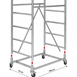 Trabattello Ponteggio Acciaio 160x80 cm Mezzopiano Ruote Lavoro 510 cm