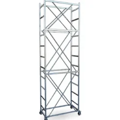 Trabattello Ponteggio Acciaio Piano con Botola Parapetto Ruote 520 cm