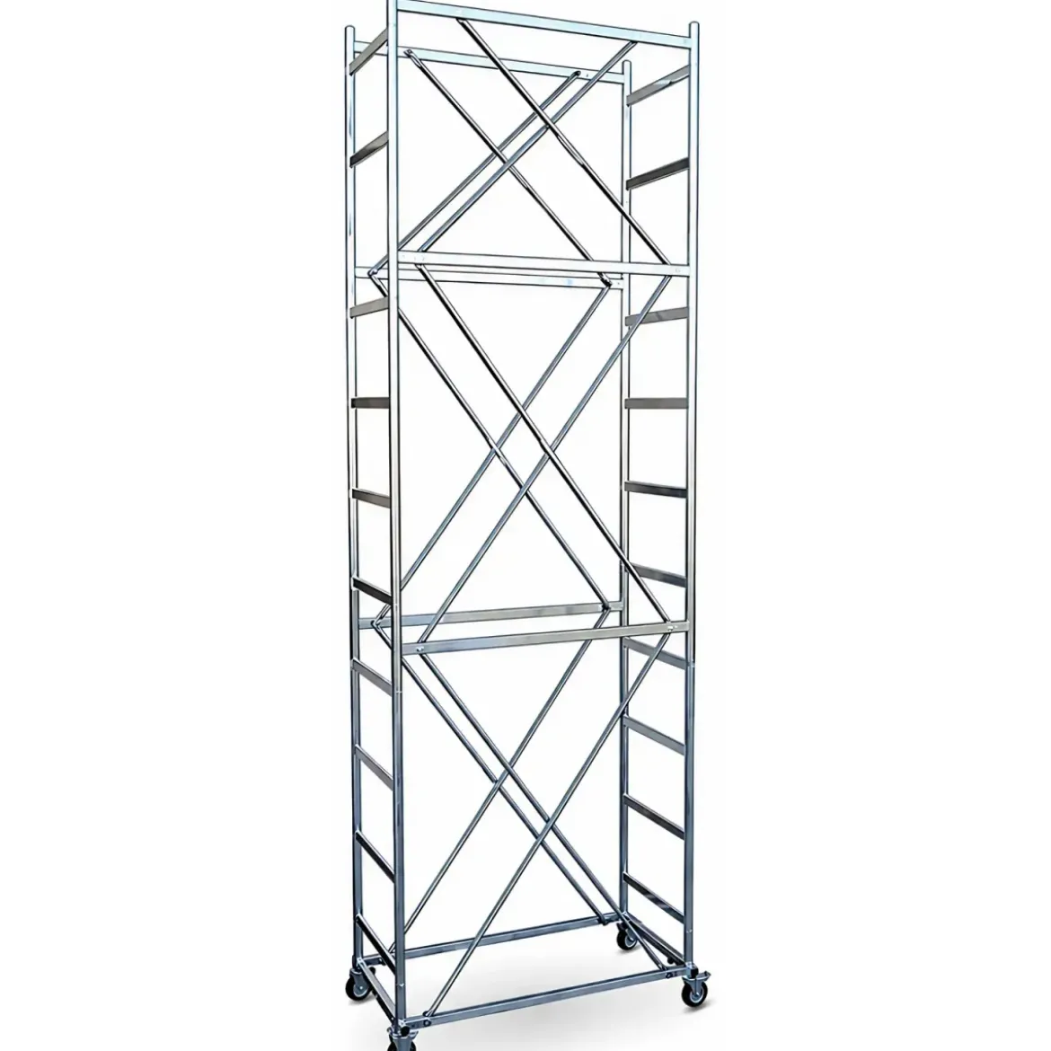 Trabattello Ponteggio Acciaio Piano con Botola Parapetto Ruote 520 cm