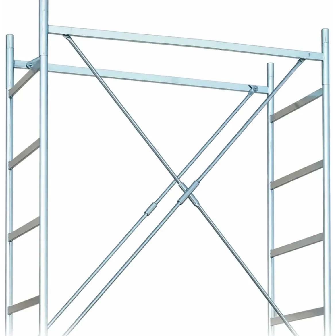 Trabattello Ponteggio Acciaio Piano con Botola Parapetto Ruote 520 cm