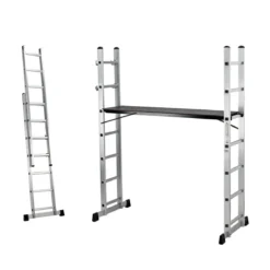 Trabattello Scala Alluminio 6 Scalini Multiposizione Max 120kg Ponteggio Lavori