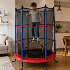 Trampolino Elastico 140 cm per Bambini Rete Sicurezza Interno Esterno